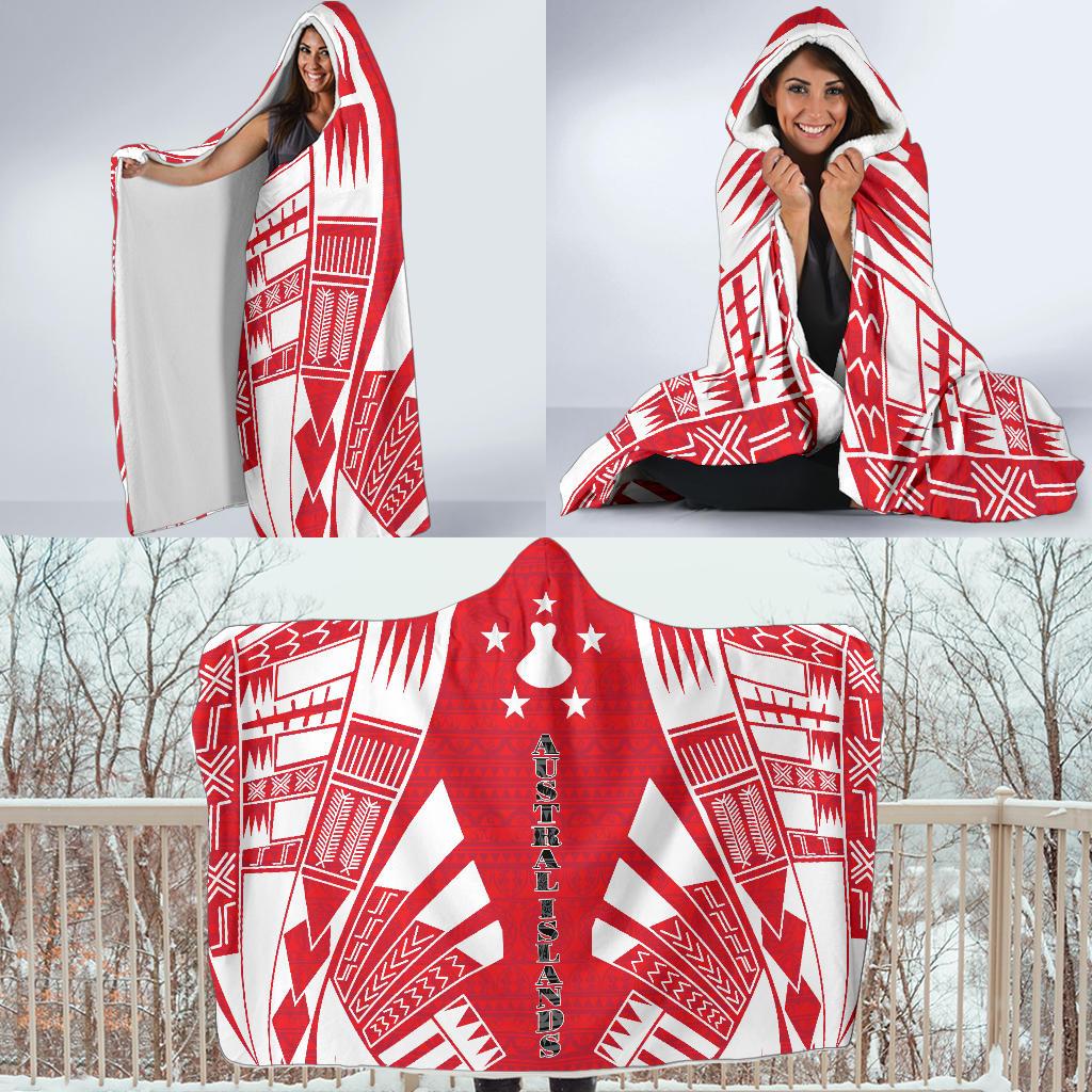 Austral Islands Hooded Blanket - Polynesian Tattoo Flag - Polynesian Pride