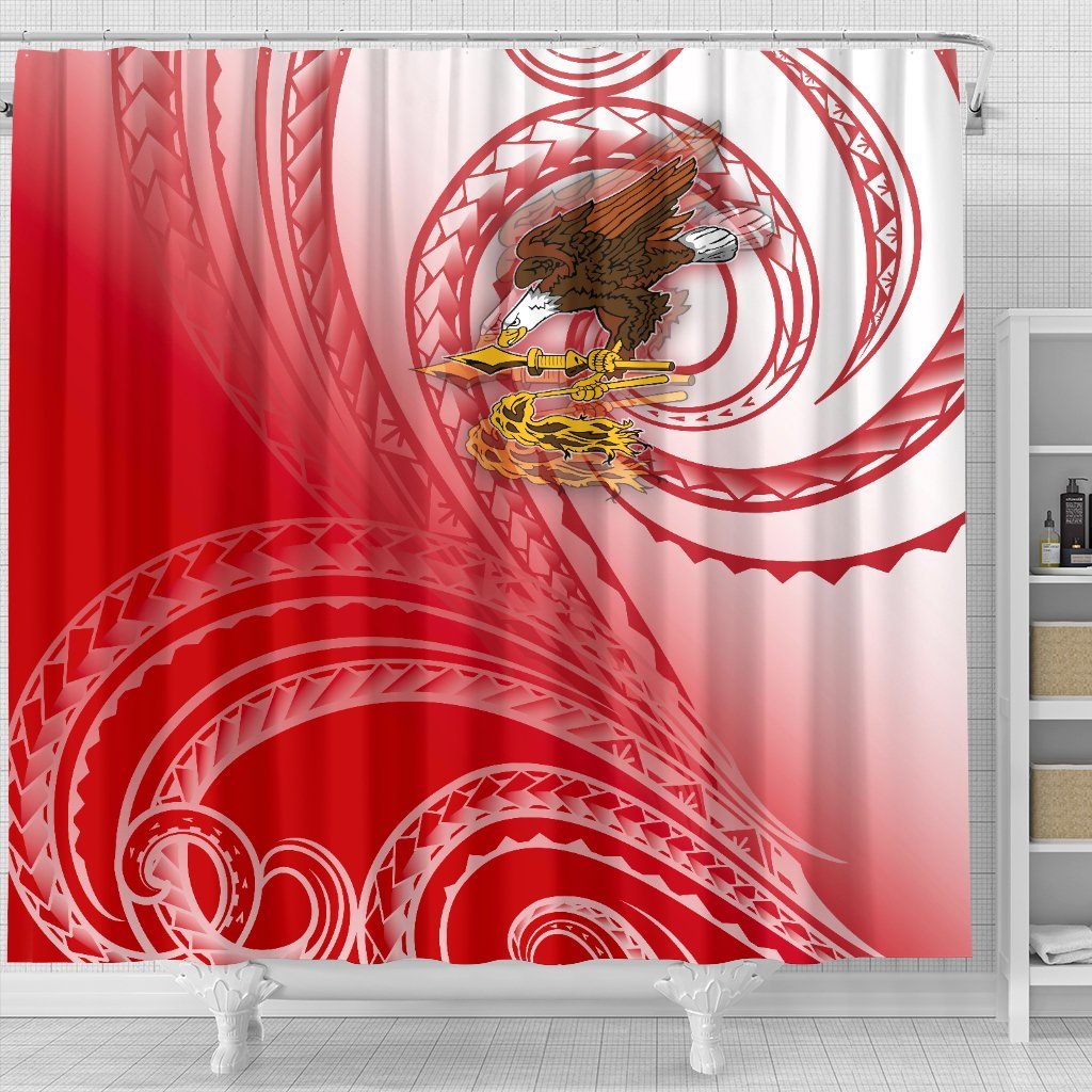 American Samoa Polynesian Shower Curtain - Bald Eagle (Red) 177 x 172 (cm) Red - Polynesian Pride