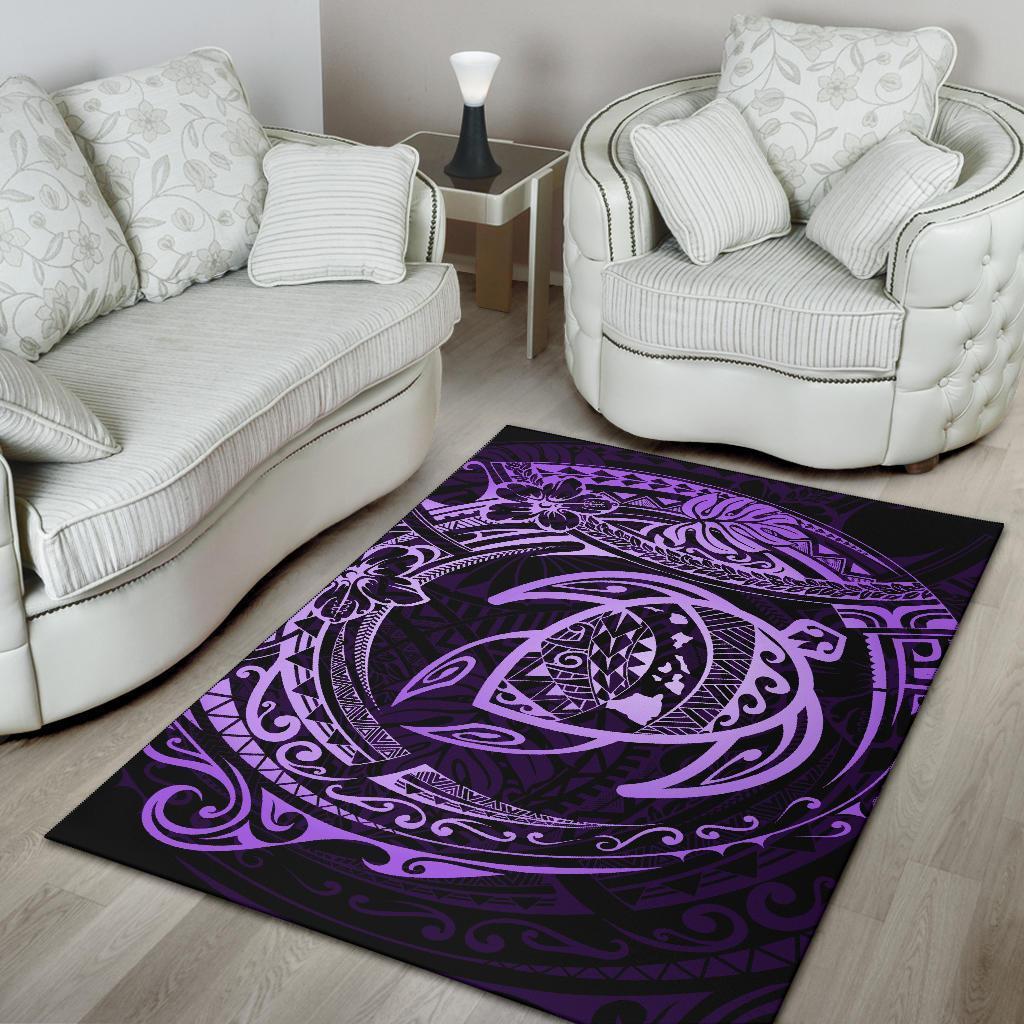 Hawaiian Map Turtle Polynesian Circle Rug AH - Polynesian Pride