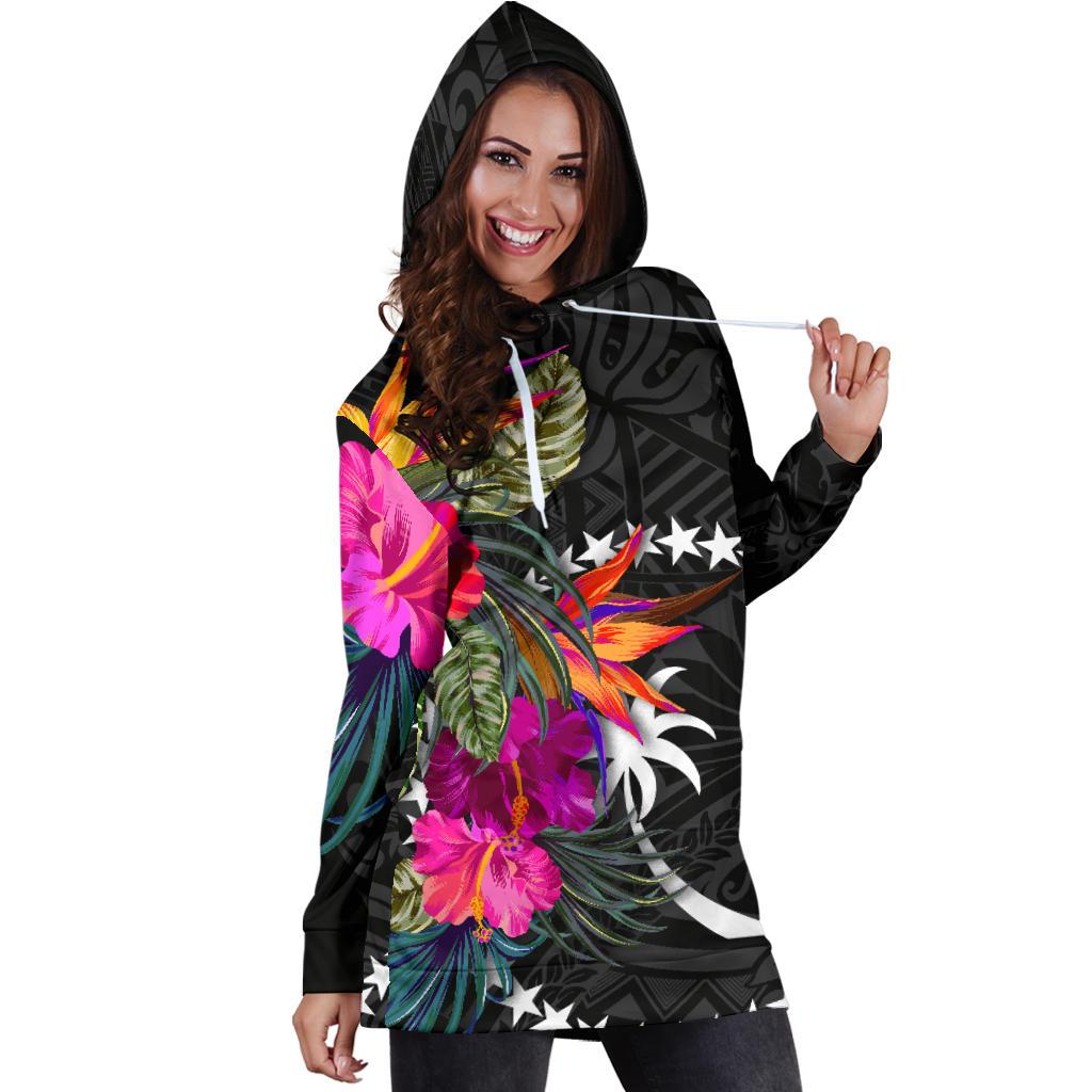 Chuuk Women's Hoodie Dress - Polynesian Hibiscus Pattern - Polynesian Pride