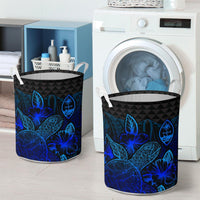 Guam Laundry Basket - Polynesian Turtle Hibiscus Blue - Polynesian Pride