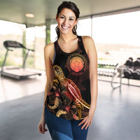 CNMI Polynesian Women Tank Top - Turtle With Blooming Hibiscus Gold - Polynesian Pride