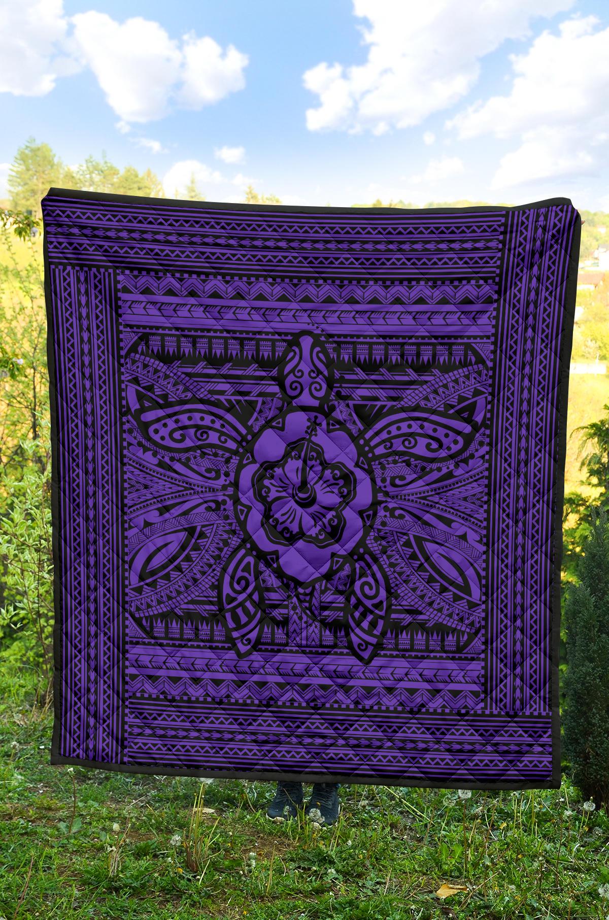 Hawaii Polyensian Turtle Premium Quilt Purple - Polynesian Pride