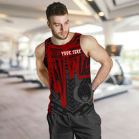 Pohnpei Personalised Men's Tank Top - Pohnpei Seal In Heartbeat Patterns Style (Red) Red - Polynesian Pride