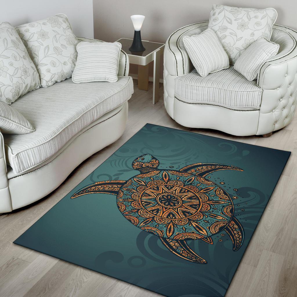 Turtle Flower Pattern Culture Area Rug AH - Polynesian Pride