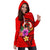 Vanuatu Polynesian Women's Hoodie Dress - Floral With Seal Red - Polynesian Pride