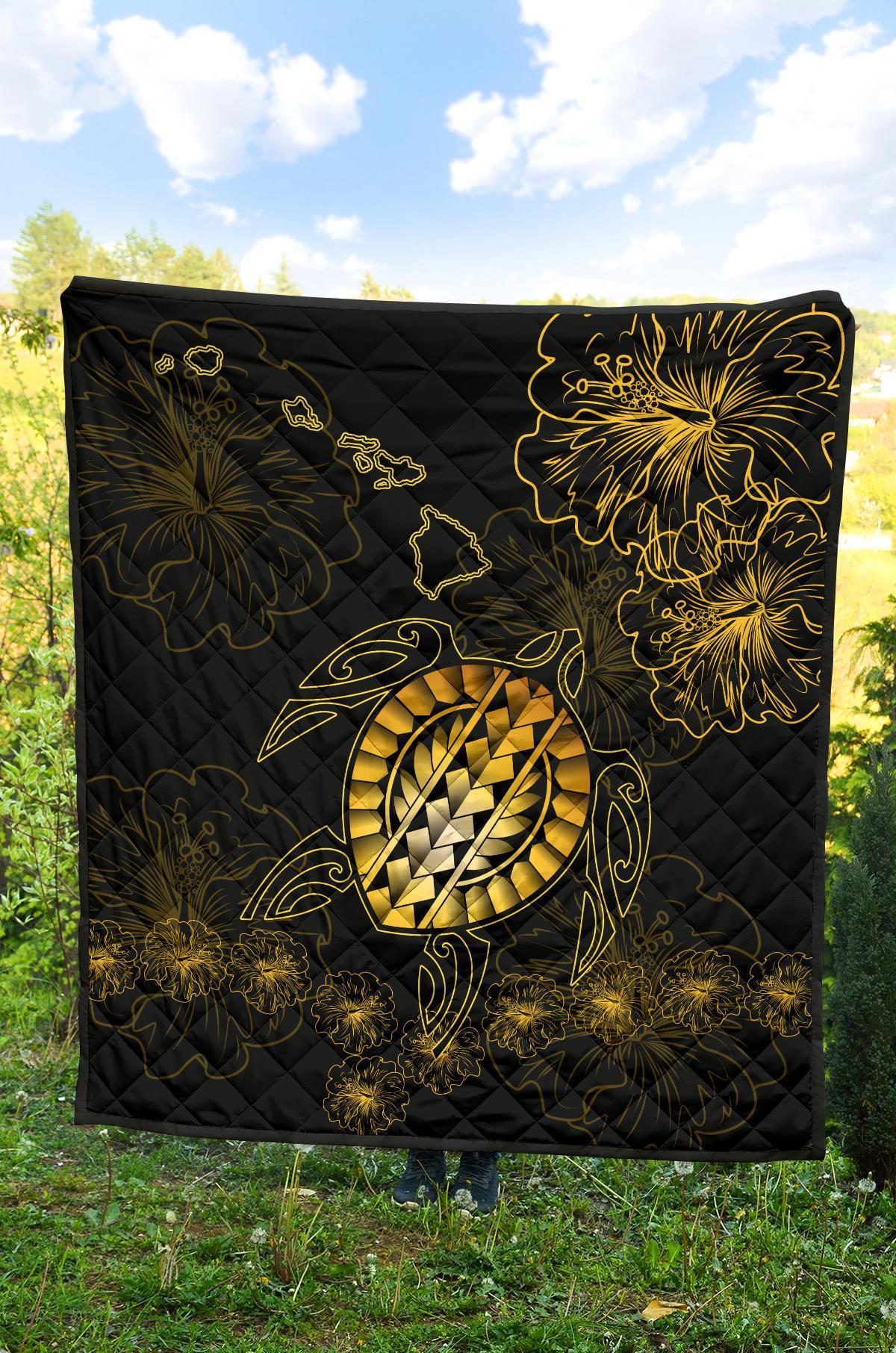Hawaiian Turtle Hibiscus - Premium Quilt - Flora Style - Polynesian Pride