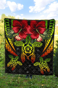 Hawaii Turtle Tropical Polynesian Premium Quilt - Iris Style - AH - Polynesian Pride
