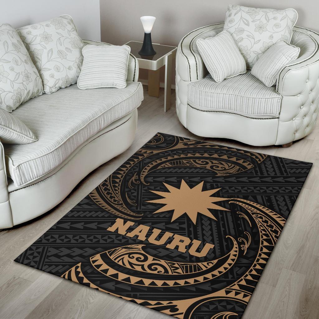 Nauru Polynesian Area Rug - Gold Tribal Wave - Polynesian Pride