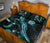 New Caledonia Polynesian Quilt Bed Set - Turtle With Blooming Hibiscus Turquoise - Polynesian Pride