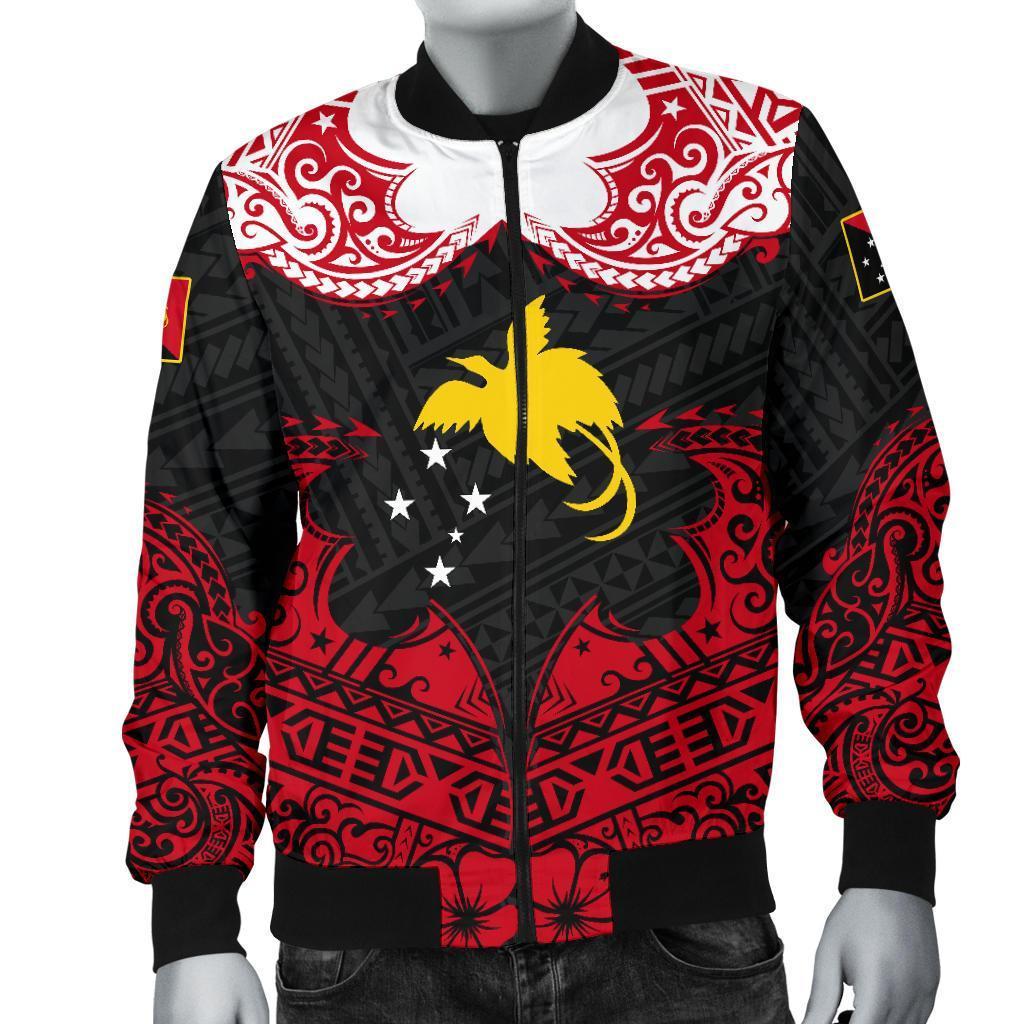 Papua New Guinea Men's Bomber Jacket Melanesia Black - Polynesian Pride