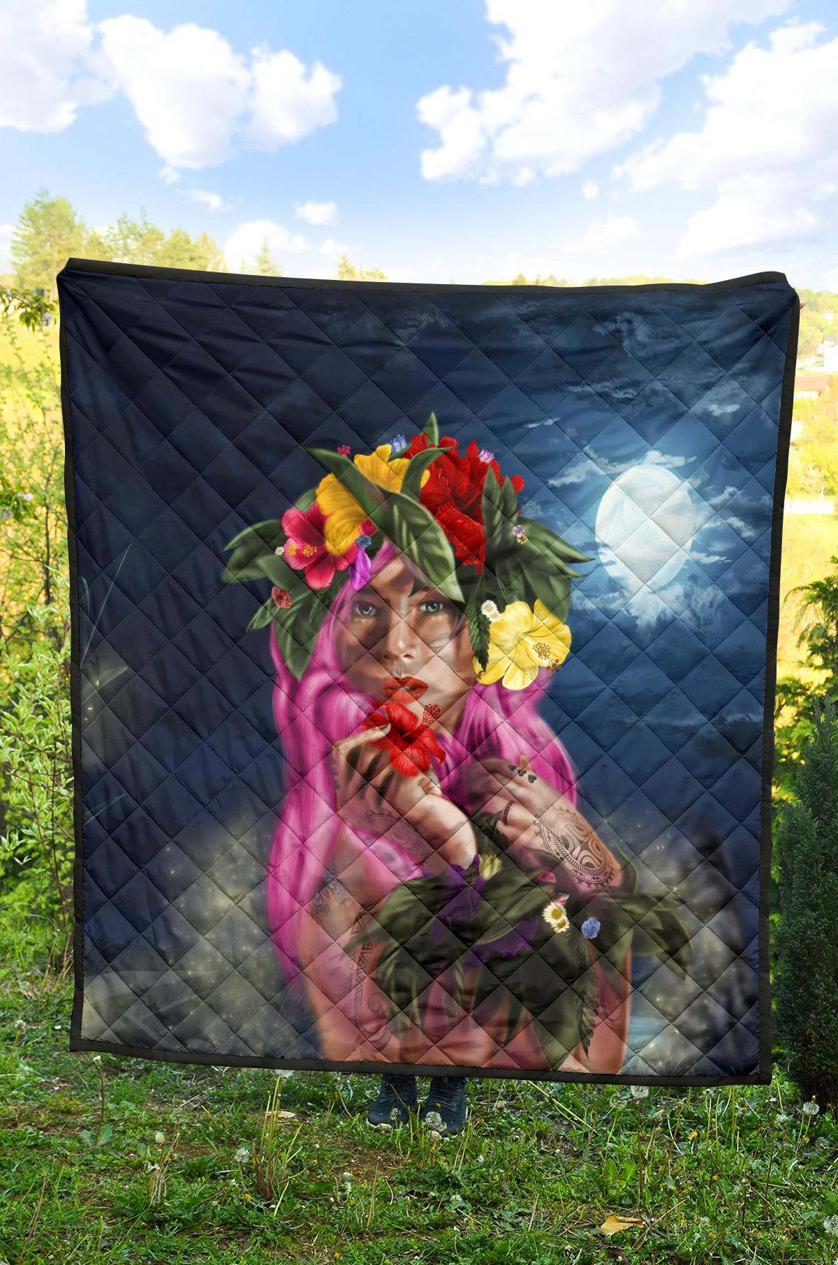 Hawaii Kanaka Colorful Hula Girl Premium Quilt - Dinh Style - Polynesian Pride