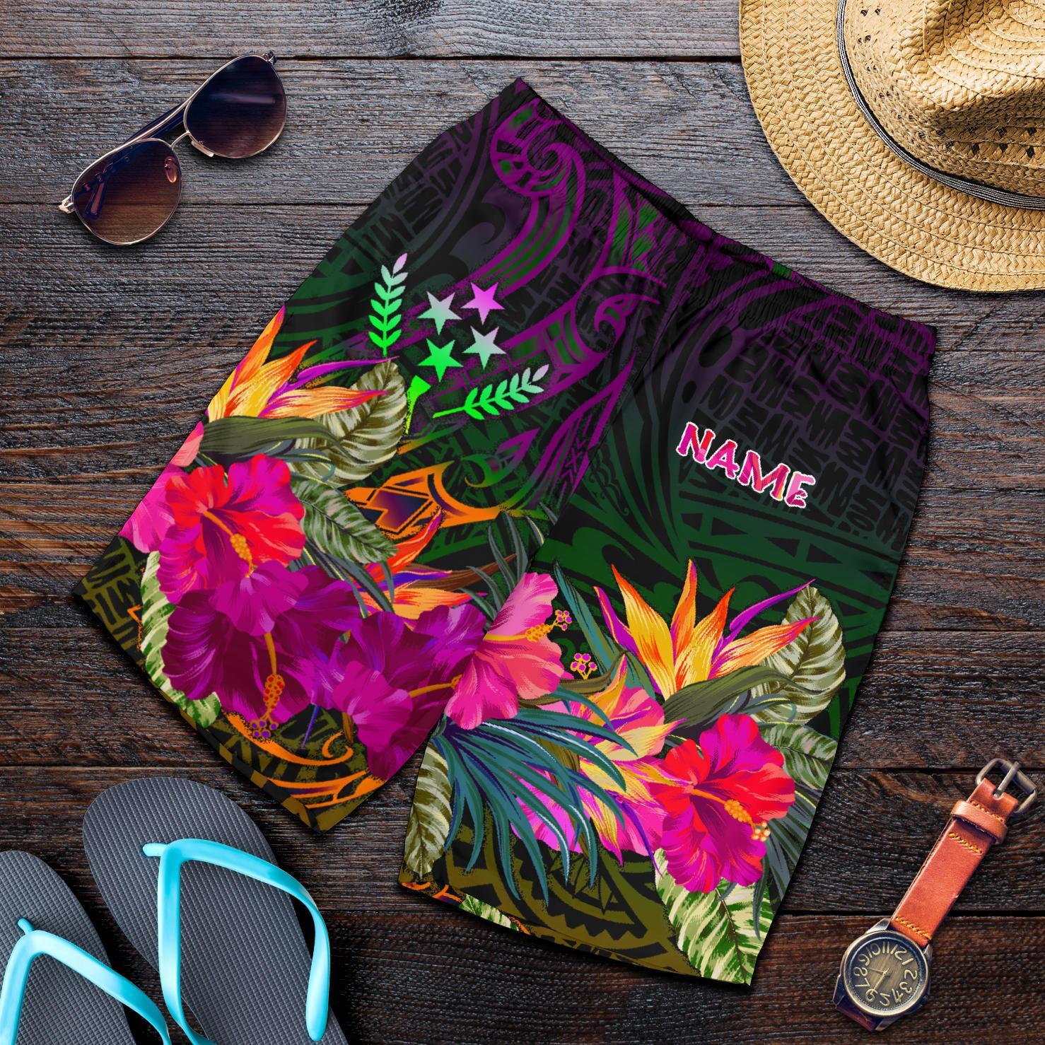 Kosrae Personalised Men's Shorts - Summer Hibiscus Reggae - Polynesian Pride