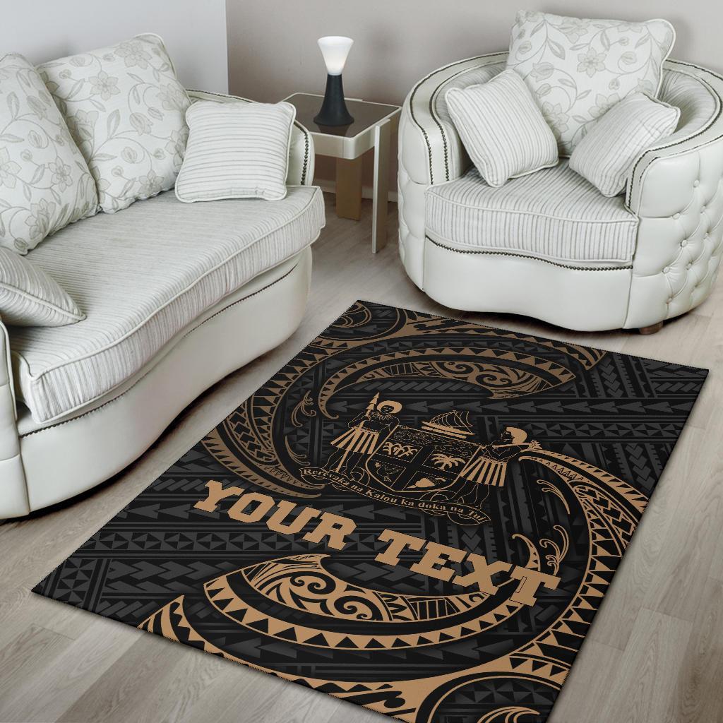 Fiji Polynesian Custom Personalised Area Rug - Gold Tribal Wave - Polynesian Pride