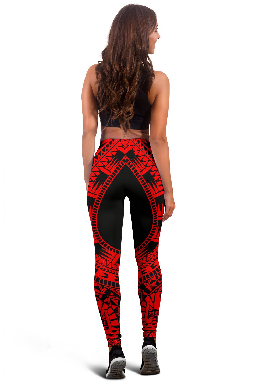 Tahiti Women Leggings Polynesian Pattern Red - Polynesian Pride