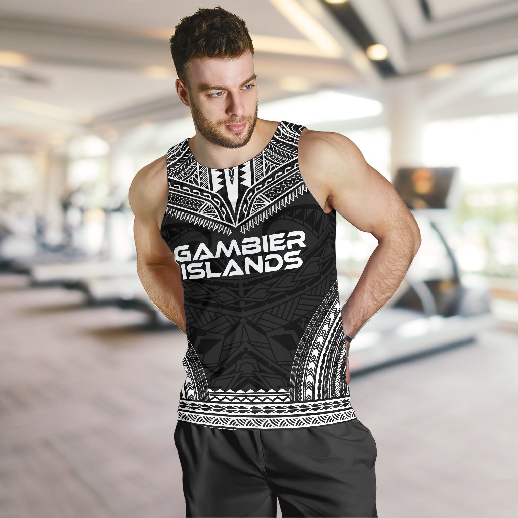Gambier Islands Men's Tank Top - Polynesian Chief Black Version - Polynesian Pride