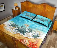 Hawaii Quilt Bed Set - Plumeria Turtles On Beach Hawaiian - Polynesian Pride