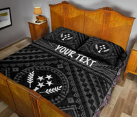 Kosrae Personalised Quilt Bed Set - Kosrae Flag In Polynesian Tattoo Style (Black) - Polynesian Pride