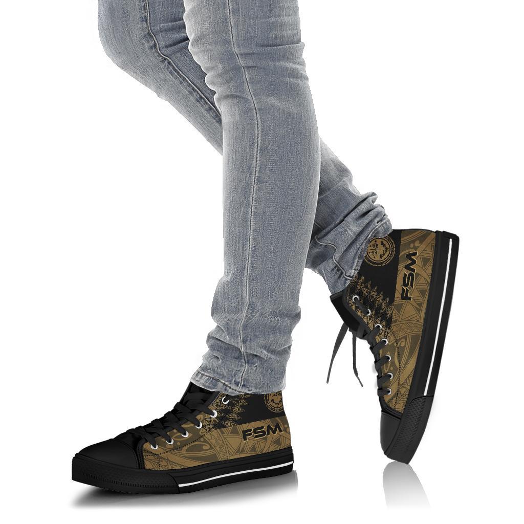 Federated States of Micronesia High Top Shoes - Gold Color Symmetry Style - Polynesian Pride