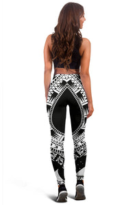 Tokelau Women Leggings Polynesian Pattern Black - Polynesian Pride