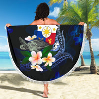 Philippines Polynesian Beach Blanket - Turtle With Plumeria Flowers - Polynesian Pride