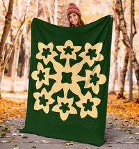 Hawaiian Premium Blanket Royal Pattern - Green - A1 Style - Polynesian Pride