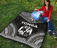 Tonga Premium Quilt - Tonga Coat Of Arms Polynesian Chief Black Version - Polynesian Pride