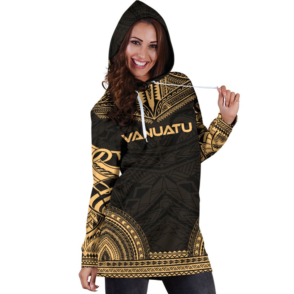 Vanuatu Women's Hoodie Dress - Polynesian Gold Chief - Polynesian Pride