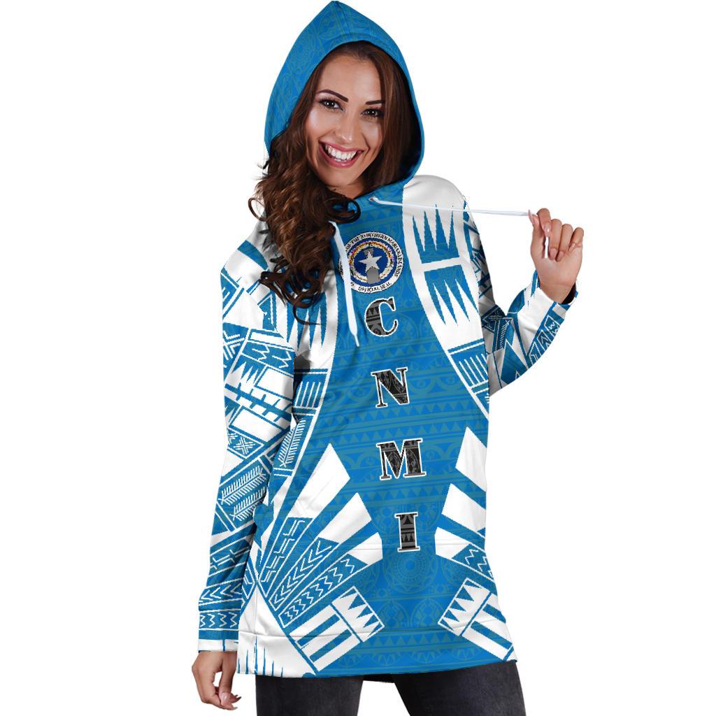 Northern Mariana Islands Hoodie Dress - Polynesian Tattoo Flag - Polynesian Pride
