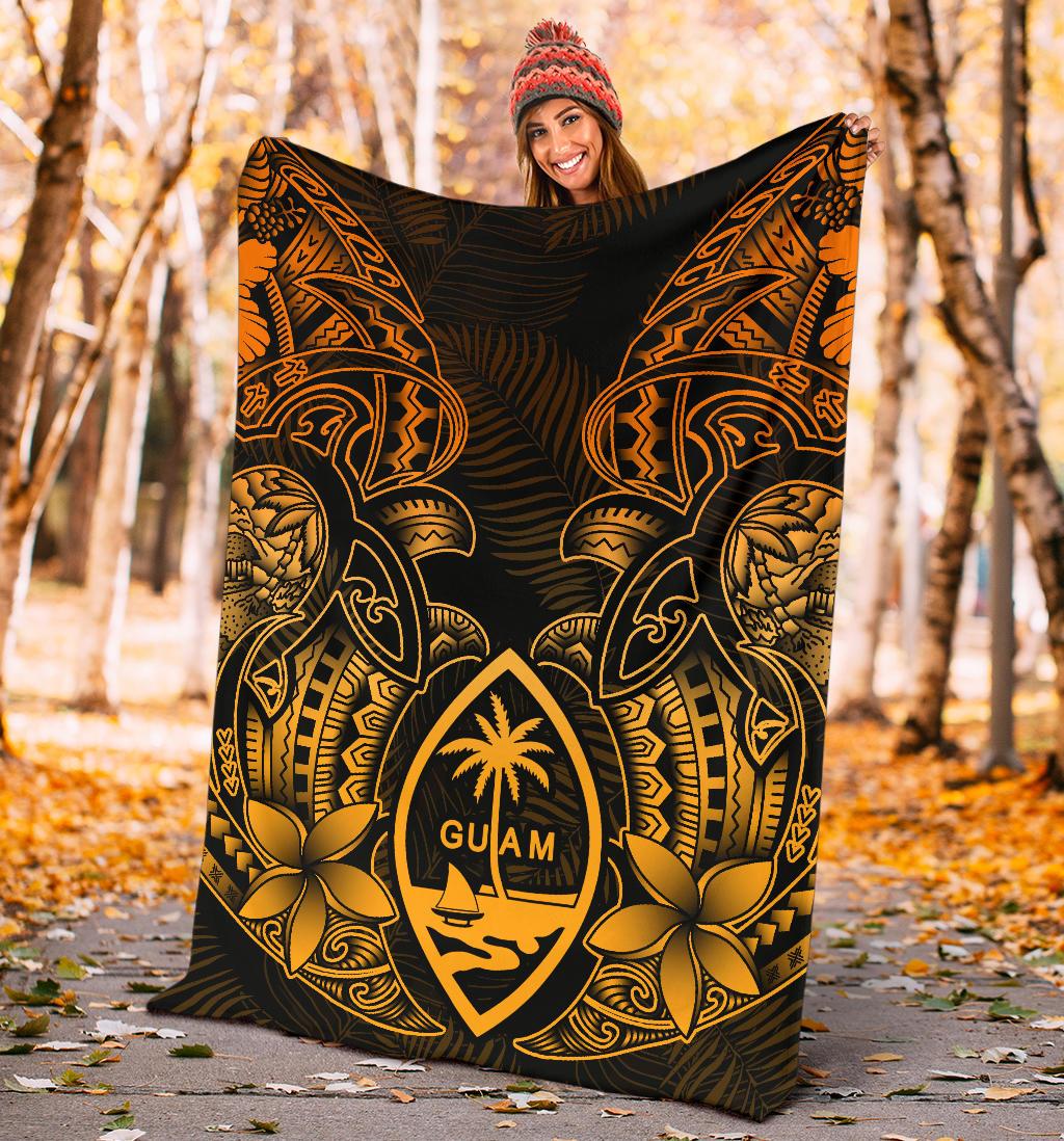 Guam Polynesian Premium Blanket - Gold Turtle Homeland - Polynesian Pride