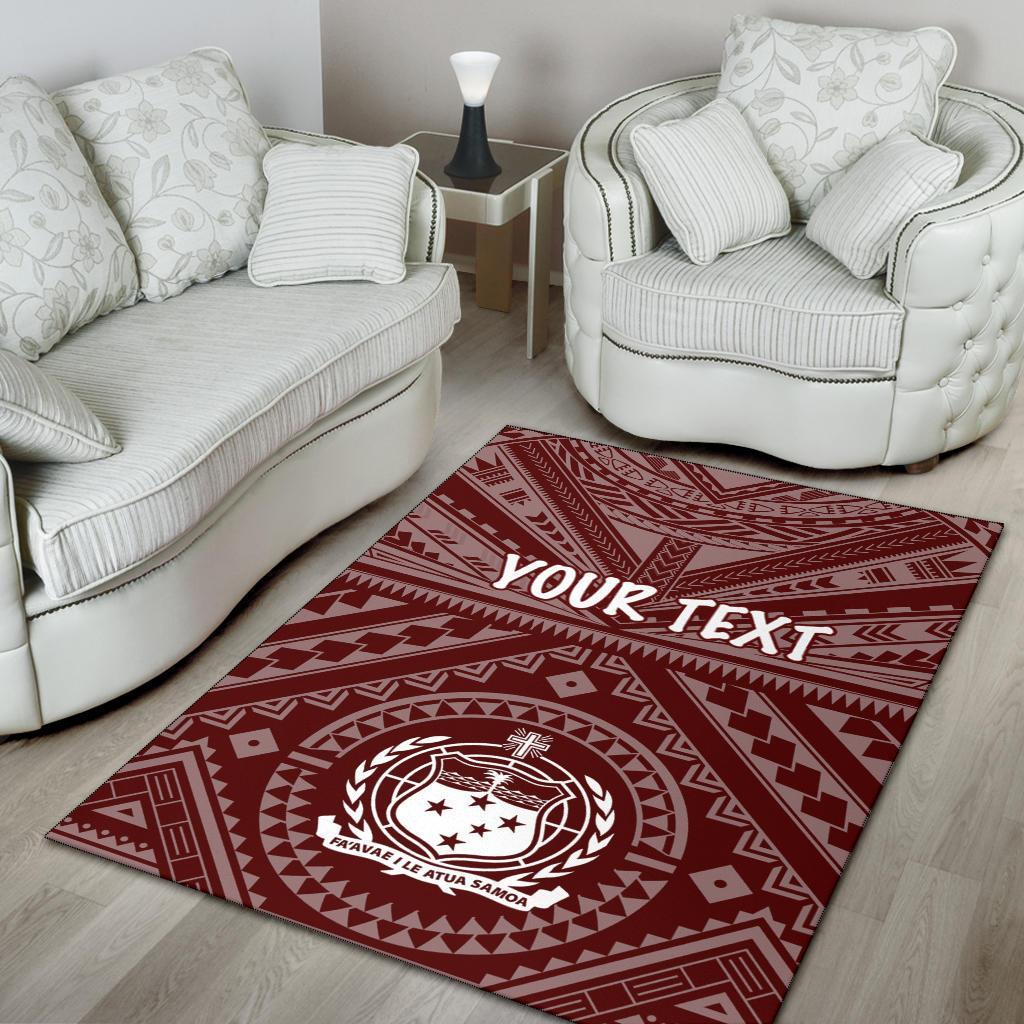 Samoa Personalised Area Rug - Samoa Seal In Polynesian Tattoo Style (Red) - Polynesian Pride