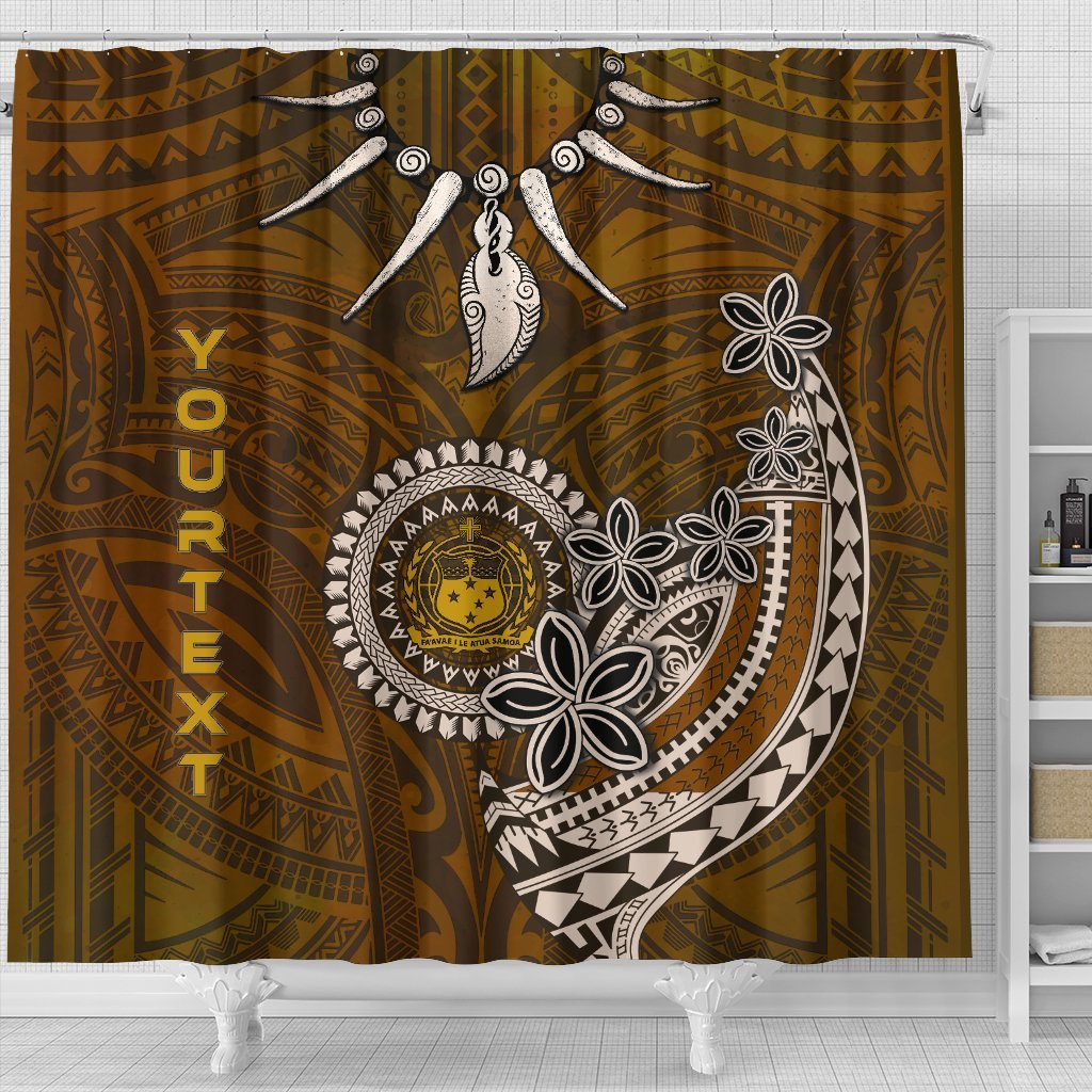 Samoa Custom Personalised Shower Curtain - Polynesian Boar Tusk 177 x 172 (cm) Brown - Polynesian Pride