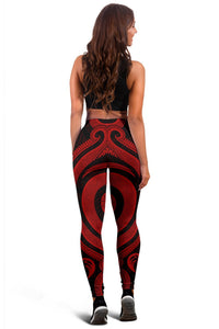 Vanuatu Women's Leggings - Red Tentacle Turtle - Polynesian Pride