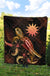 Nauru Polynesian Premium Quilt - Turtle With Blooming Hibiscus Gold - Polynesian Pride