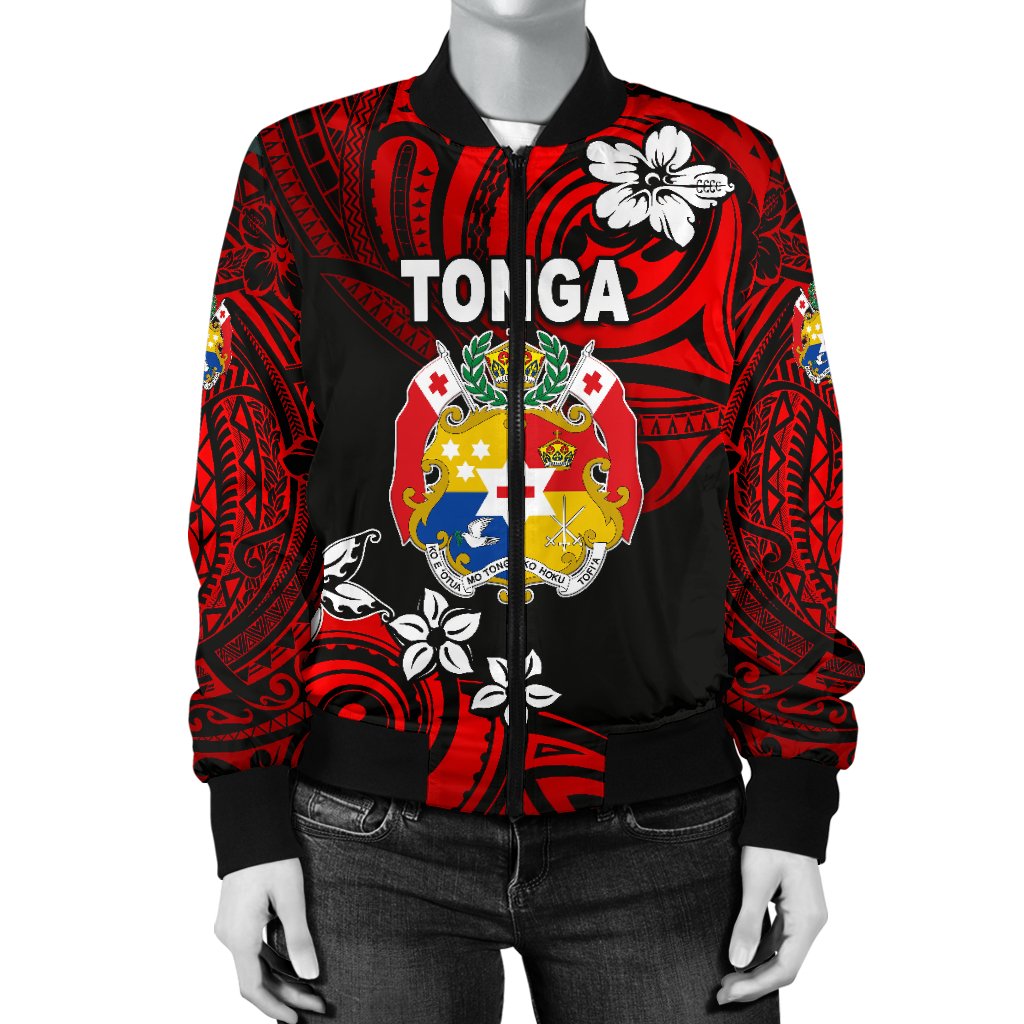 Mate Ma'a Tonga Rugby Women's Bomber Jacket Polynesian Unique Vibes - Red - Polynesian Pride