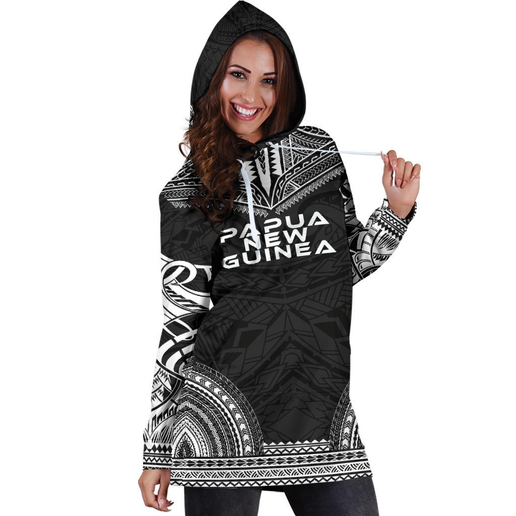 Papua New Guinea Women's Hoodie Dress - Polynesian Black Chief - Polynesian Pride