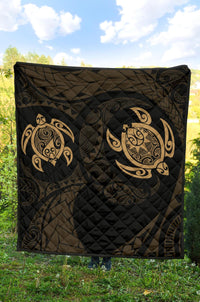 Hawaii Polynesian Turtle Premium Quilt Gold - Polynesian Pride