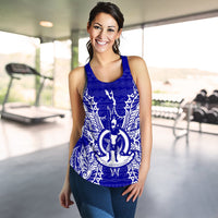 Vanuatu Polynesian Women Tank Top Map Blue - Polynesian Pride