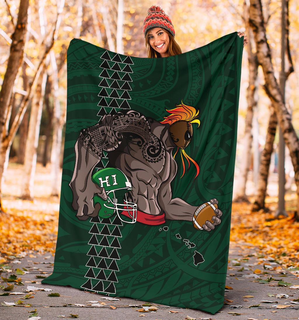 Kakau Blue Hawaii Warrior Football Premium Blanket - Polynesian Pride
