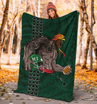 Kakau Blue Hawaii Warrior Football Premium Blanket - Polynesian Pride