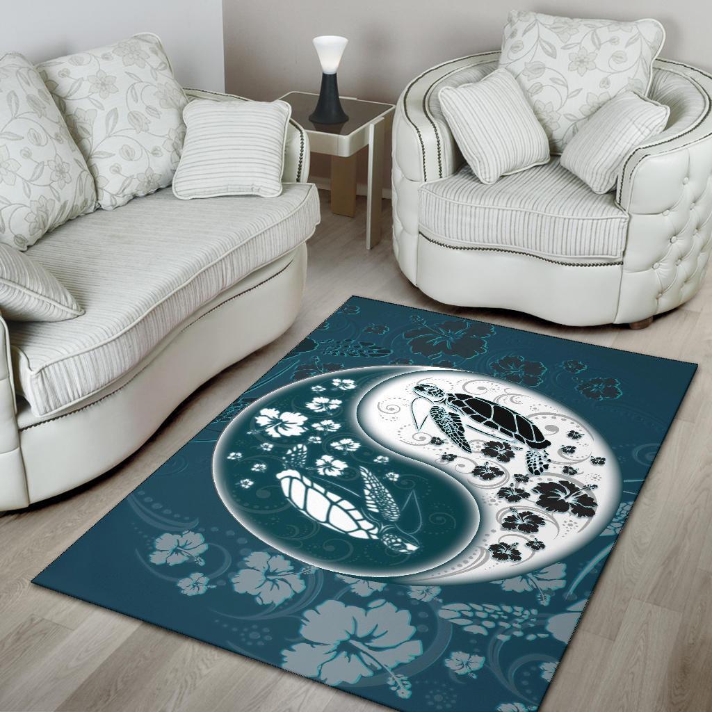 Yinyang Turtle Hibiscus Area Rug AH - Polynesian Pride