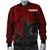 Pohnpei Men's Bomber Jacket - Pohnpei Seal In Heartbeat Patterns Style (Red) - Polynesian Pride