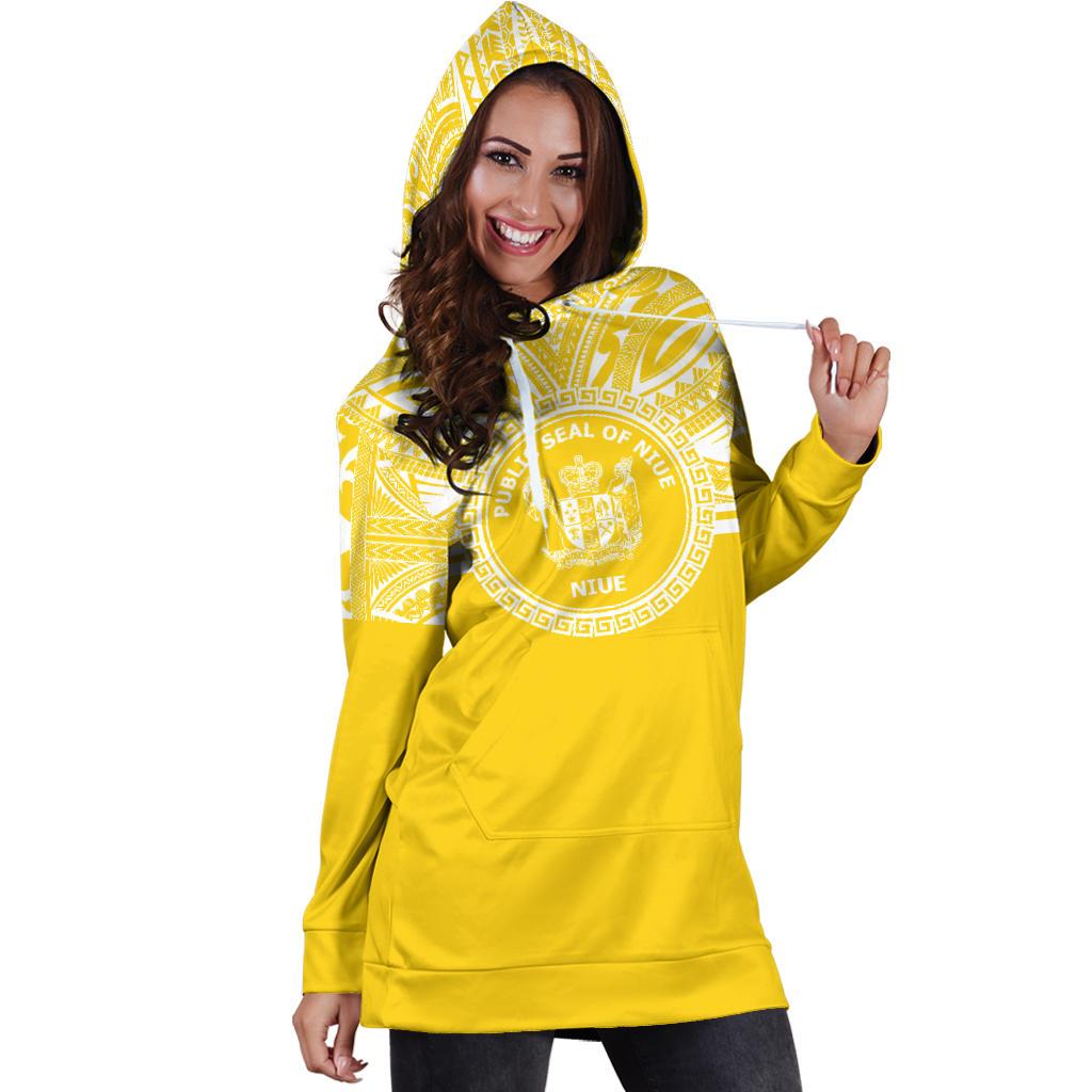 Niue Women Hoodie Dress - Niue Coat Of Arms Polynesian Flag Color - Polynesian Pride