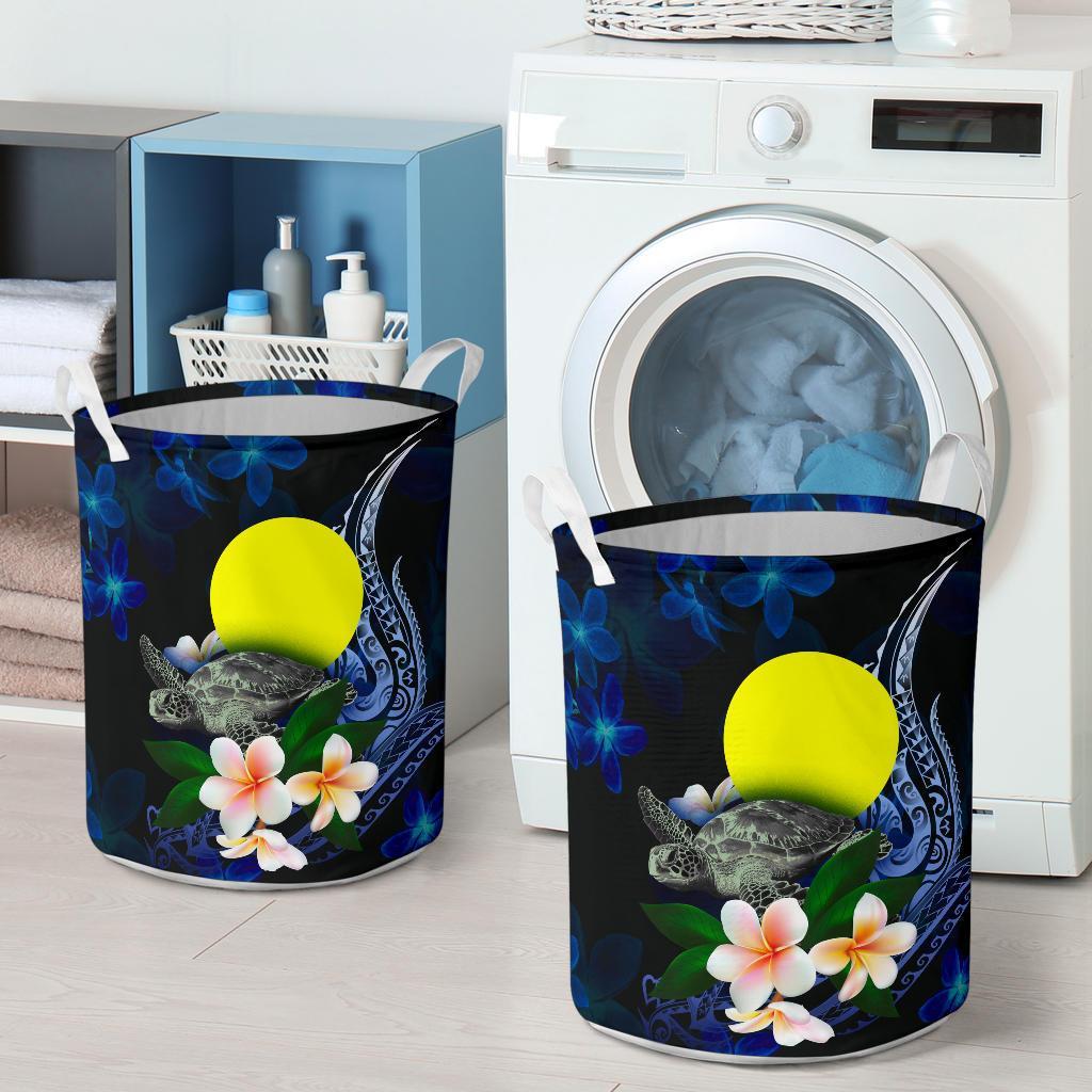 Palau Polynesian Laundry Basket - Turtle With Plumeria Flowers - Polynesian Pride