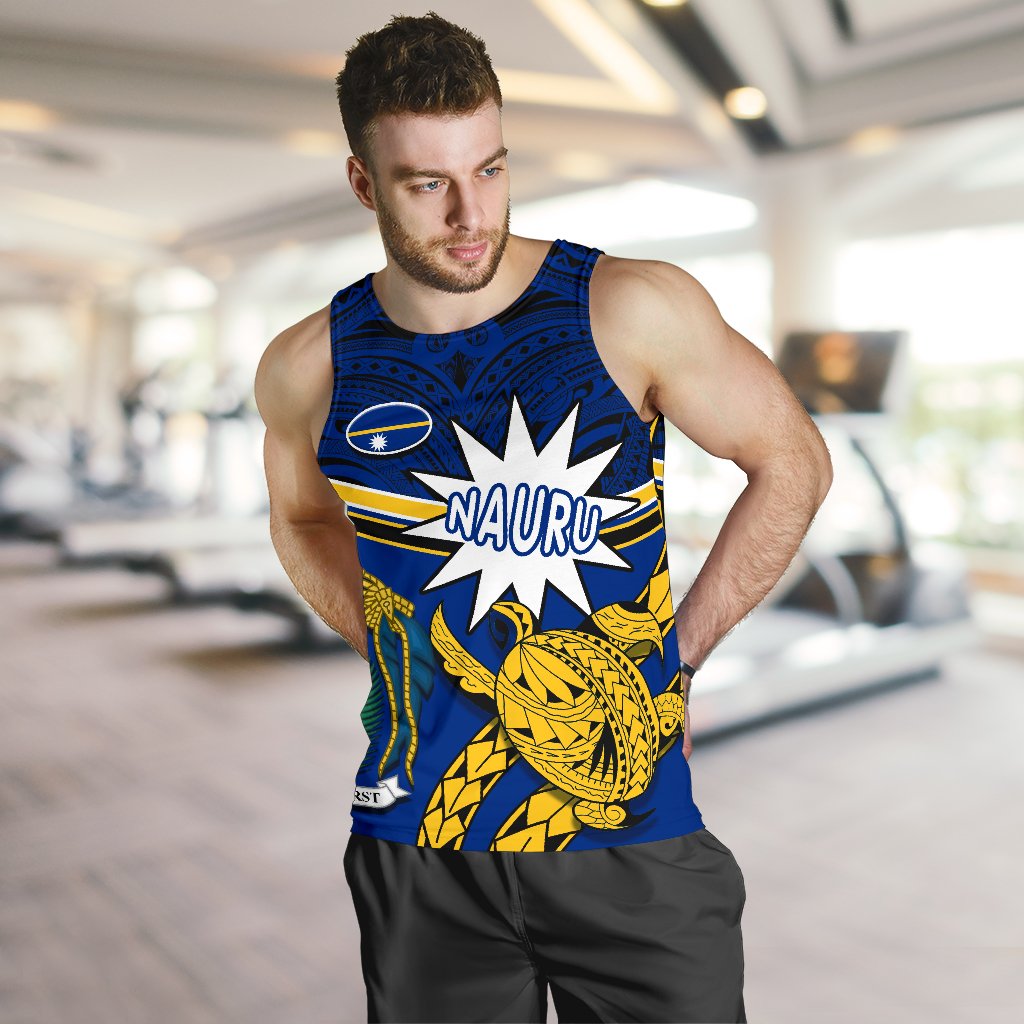 Nauru Rugby Men Tank Top Version Turtle Polynesian - Polynesian Pride