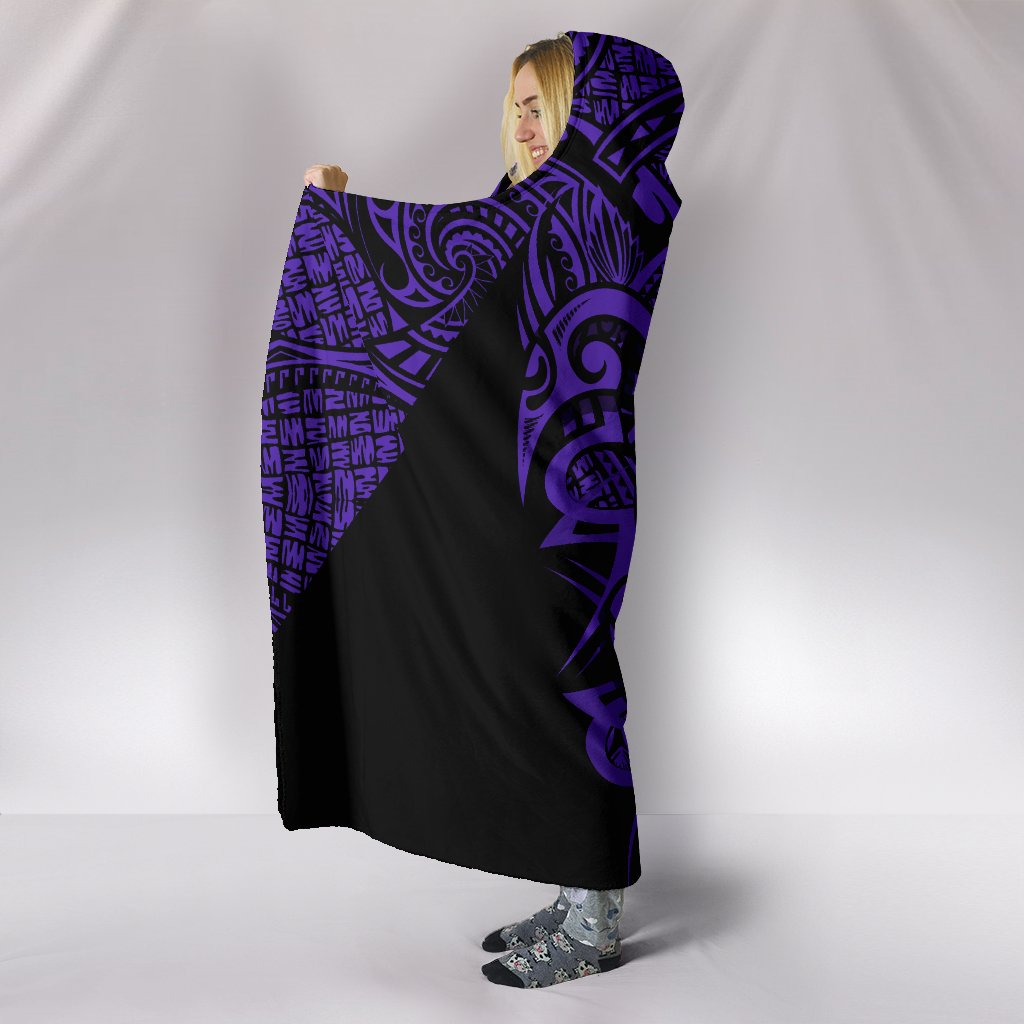 Hawaii Turtle Polynesian Hooded Blanket - Purple - Armor Style - Polynesian Pride