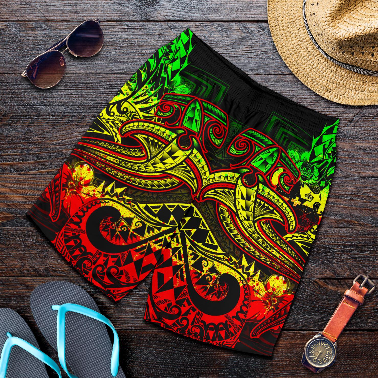 Tonga Men's Shorts - Reggae Shark Polynesian Tattoo Reggae - Polynesian Pride