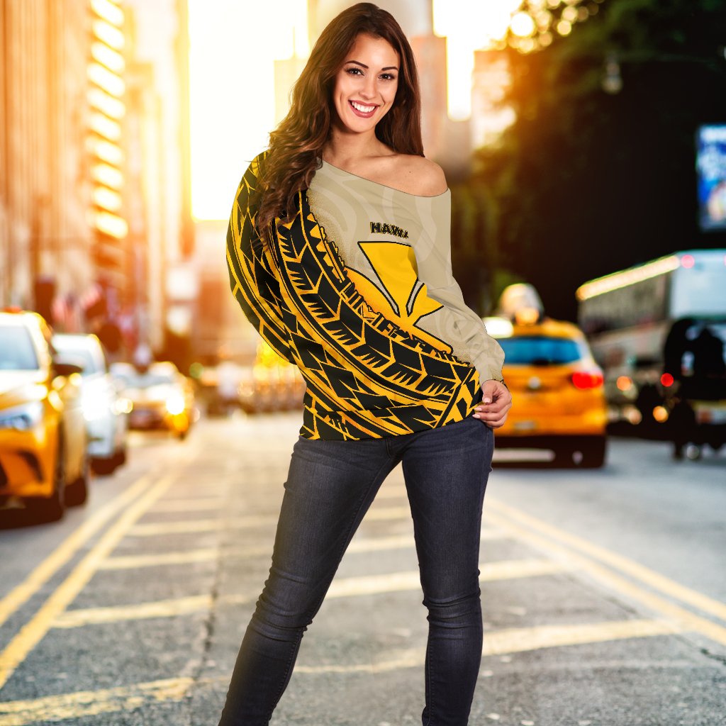 Hawaii Women's Off Shoulder Sweater - Polynesian Wild Style - Polynesian Pride