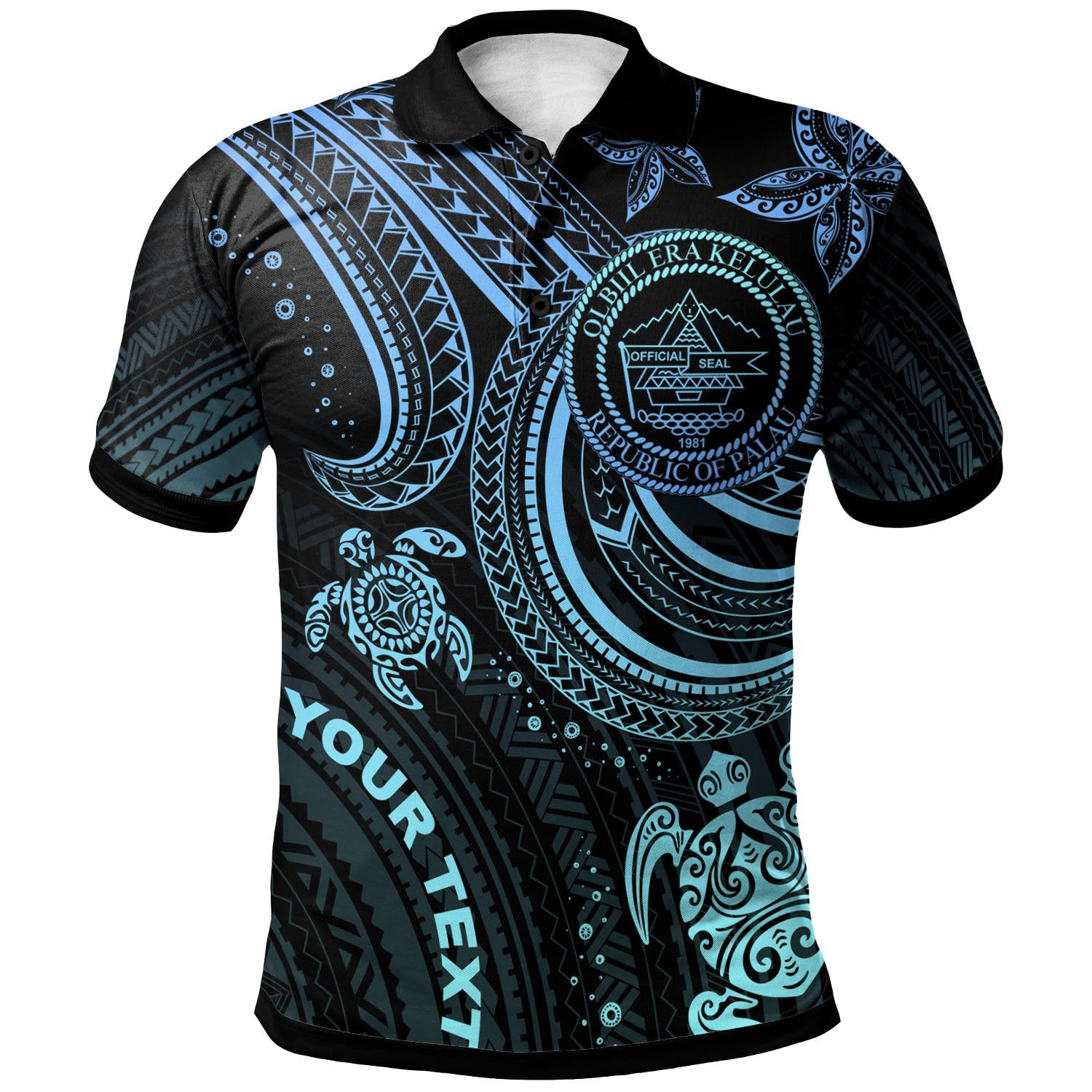 Palau Custom Polo Shirt Blue Turtle Unisex Blue - Polynesian Pride