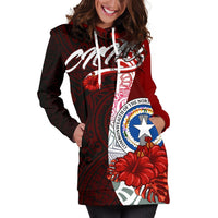 Northern Mariana Islands Polynesian Hoodie Dress - Coat Of Arm With Hibiscus - Polynesian Pride